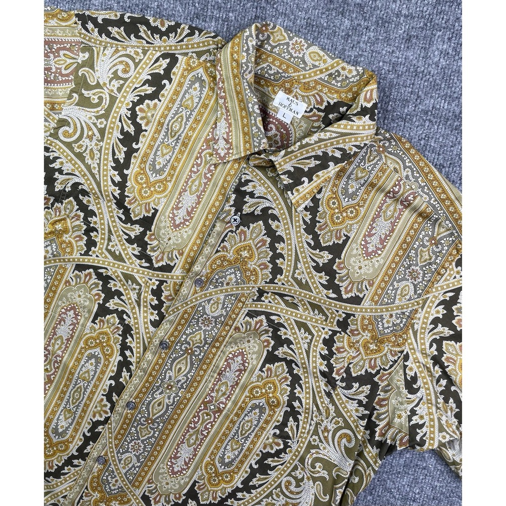 Vintage Maus & Hoffman Shirt Men's L Paisley Short Sleeve Button Up Cotton